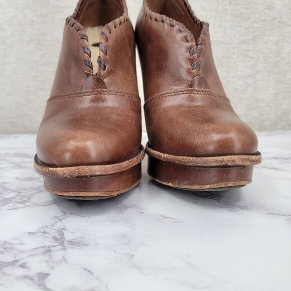 Ugg Jamison Whipstitch Ankle Boots Bootie Brown Leather Women's Heeled Platforms - Picture 5 of 15